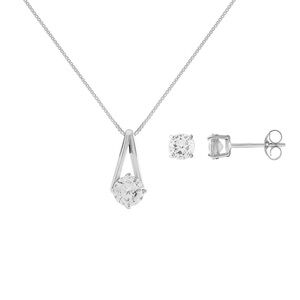 ✨ NWT PRIMROSE Sterling Silver Cubic Zirconia Necklace & Stud Earring Set ✨